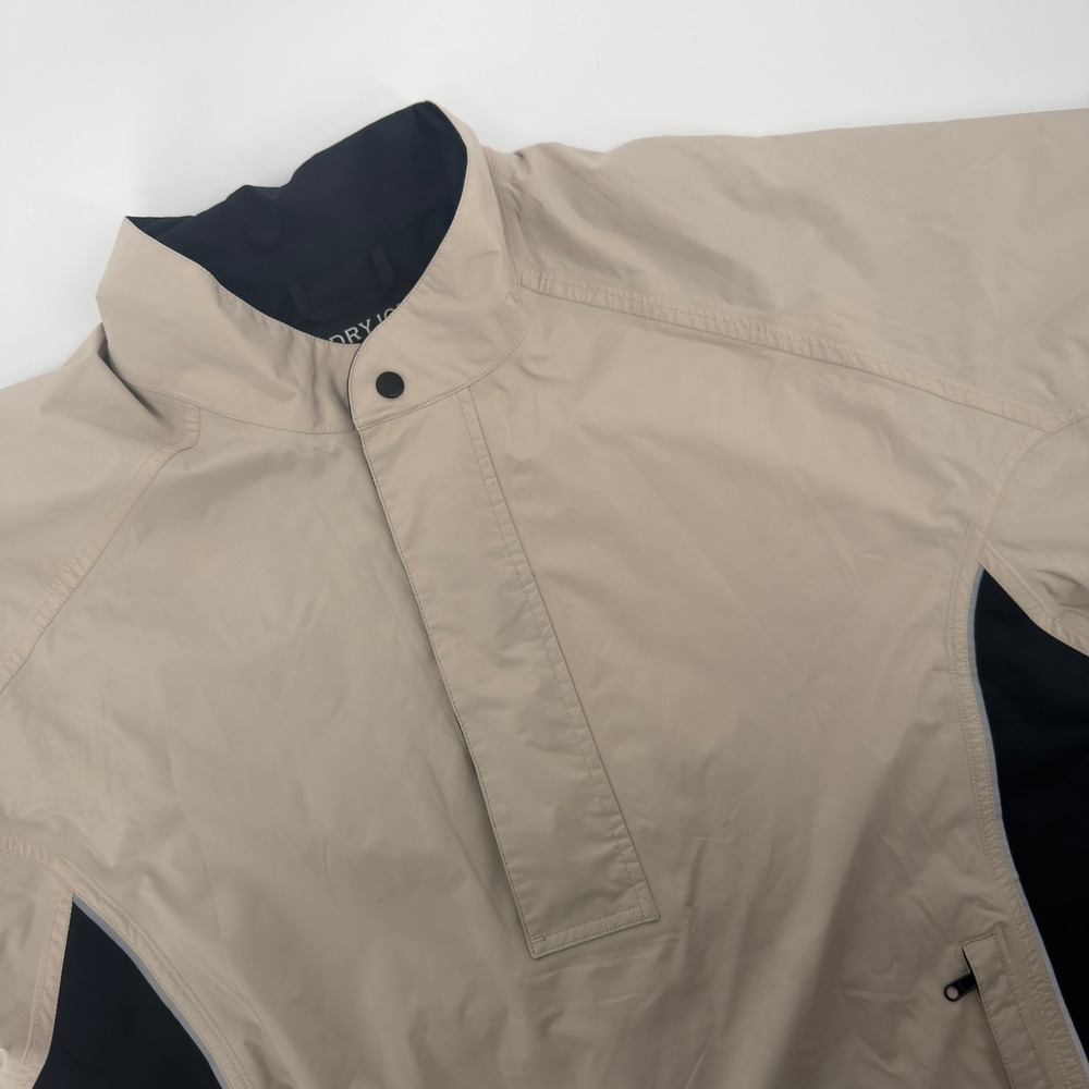 FootJoy DryJoys Mens Golf Windbreaker Pullover Short Sleeve Tan Black Large